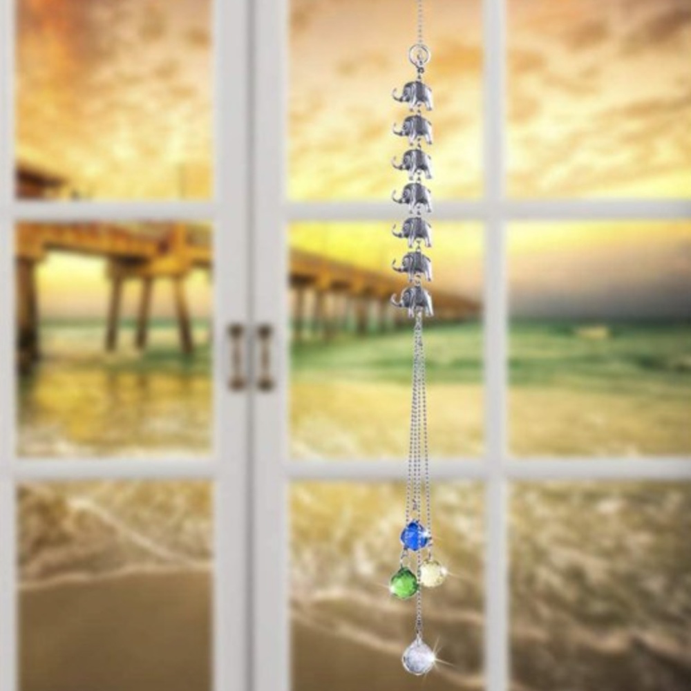 Elephant Charm Crystal Prisms Suncatcher Pendant for window garden wall hanging - Picture 1 of 6